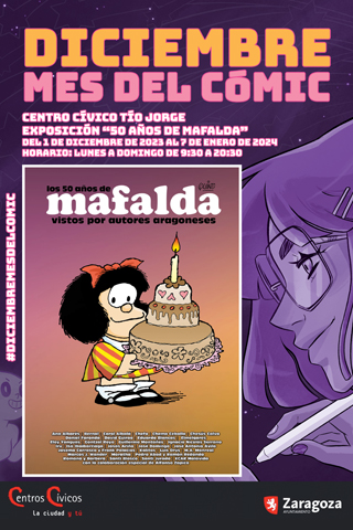 Cartel Exposición Mafalda Salón del Cómic Zaragoza 2023