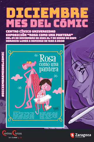 Cartel Exposición Rosa como una Pantera Salón del Cómic 2023