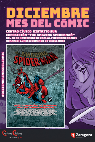 Cartel Exposición Spiderman Salón del Cómic Zaragoza 2023